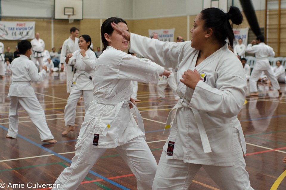 First Taekwondo Perth ladies sparring First Taekwondo Perth ladies sparring